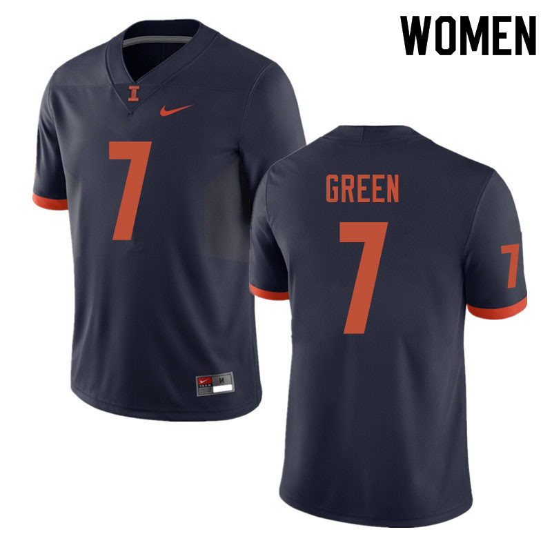 Women #7 Stanley Green Illinois Fighting Illini College Football Jerseys Sale-Navy